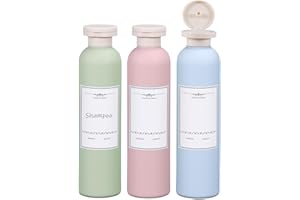 ASEVAT 8.8oz 3Pcs Plastic Refillable Travel Shampoo and Conditioner Bottles Refillable Travel Bottle with Flip Cap Plastic Shampoo and Conditioner Bottles