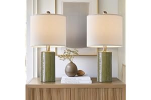 G-SAFAVA 20.25" Small Table Lamps Set of 2 Modern Ceramic Lamps for Living Room Farmhouse Bedside Lamps Boho Lamps for Night Stands Green Bedroom Lamp Side Table Lamps End Table Lamp