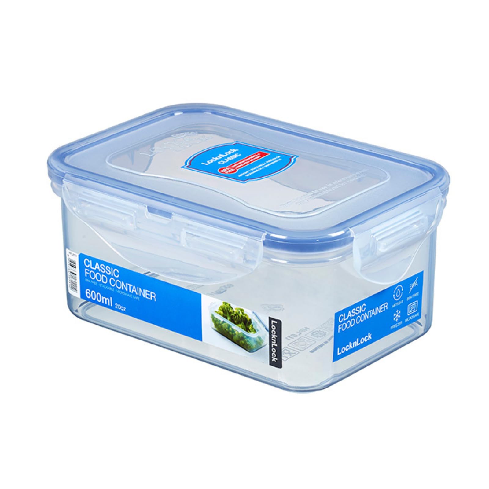 LocknLock PP Classic Frischhaltedose | 0,6 L | 15,1 x 10,8 x 6,9 cm | 100% luft- und wasserdicht | BPA-frei | Gefrier-& Kühlschrank Organizer | Spülmaschinen-& Mikrowellengeeignet