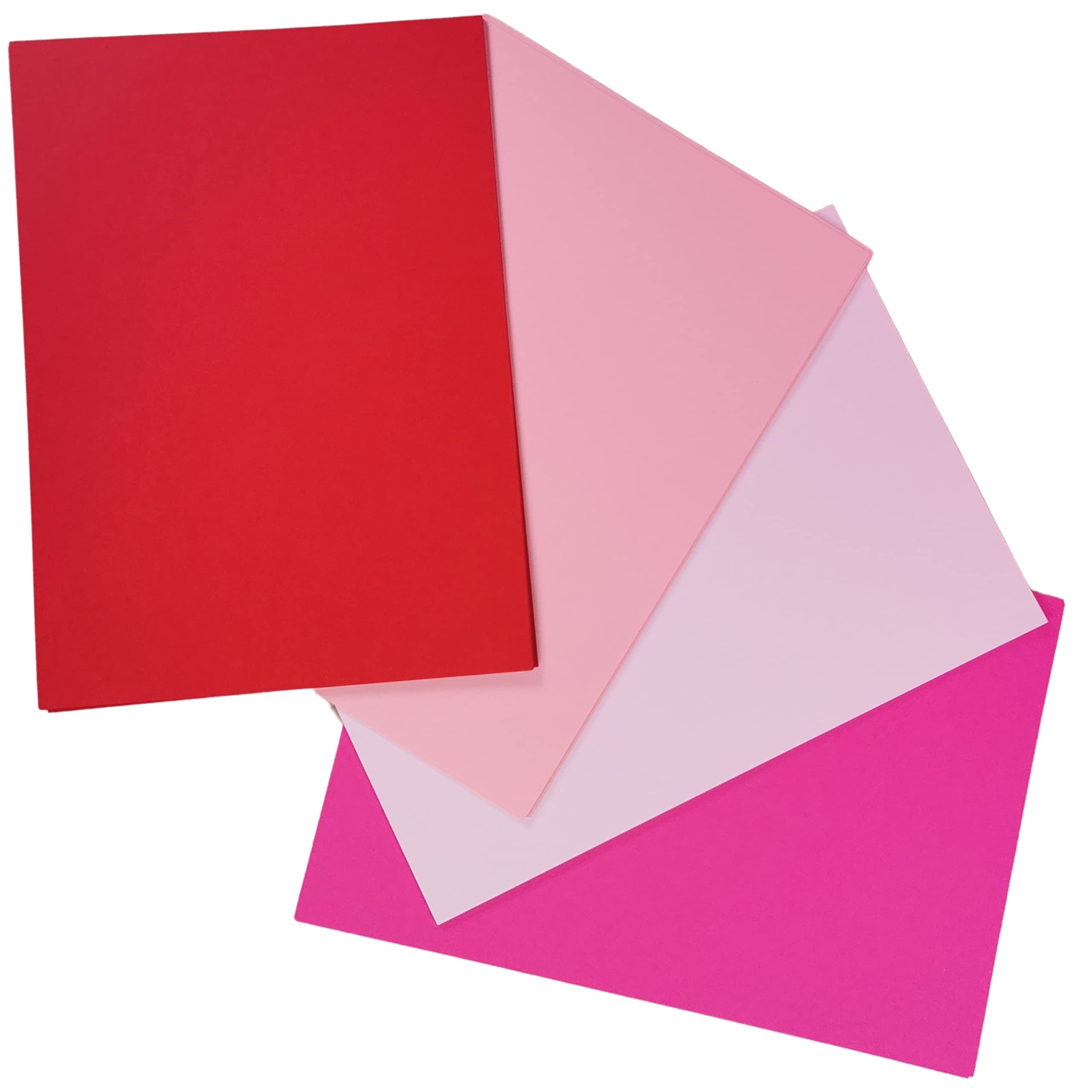Mother's Day A4 Card Pack, 40 Smooth Sheets to Make Your Own Cards, in Pale Pink, Hot Pink, Red & White, 160gsm Cardstock for Valetnines Day Crafts & Making Projects