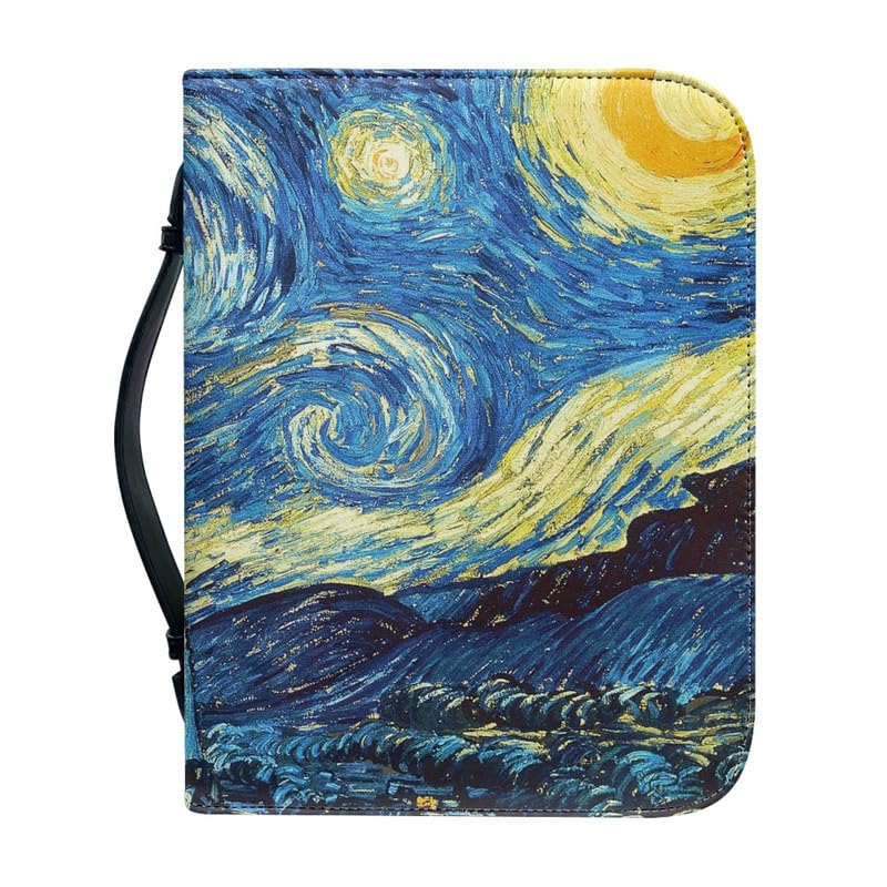 Garronmavis Starry Night Zippered Bible Case for Women Men Van Gogh Bible Carrier Impressionism Painting Bible Holder Bags - M — image 1