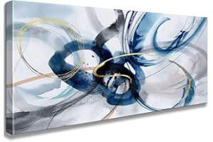 CAPPLA ART Blue Wall Art Canvas Abstract Paintings Blue Fantasy Graffiti on White Background Modern Artwork Decor Home Bedroom (F, 8X16inch)
