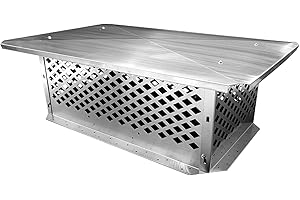 BUYYAH Chimney Cap, 13" x 24" Chimney Cover, Bottom Installation Method Adjustable to Fit Outside Existing Clay Flue Tile Dimensions 11" x 21" to 15.4" x 26.2", All Stainless Steel Structure