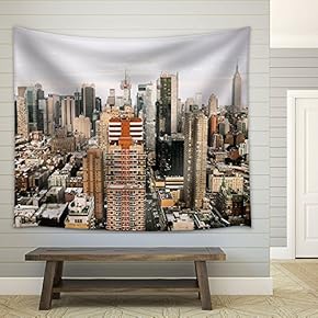 Skyline View of City Buildings - Fabric Wall Tapestry Home Decor - 51x60 inches