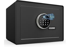 Goldenkey Luxury Home Safe with Fingerprint&Keypad Lock for Documents, Safe Box with Soft Velvet Lining, Removable Shelf, High Security for Home Office, Hotel, 1.2 Cu.Ft.