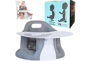 Upseat – The Original Ergonomic Baby Floor & Booster Seat with Tray, Developed with Physical Therapists for Upright Posture & Healthy Hip Development, 4–24 Months, Dishwasher-Safe Extra-Large Tray