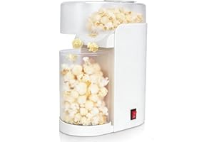 Quick & Easy Hot Air Popcorn Popper Maker with Measuring Cup + Melts Butter, Oil-Free Electric Popcorn Machine with On/Off Sw