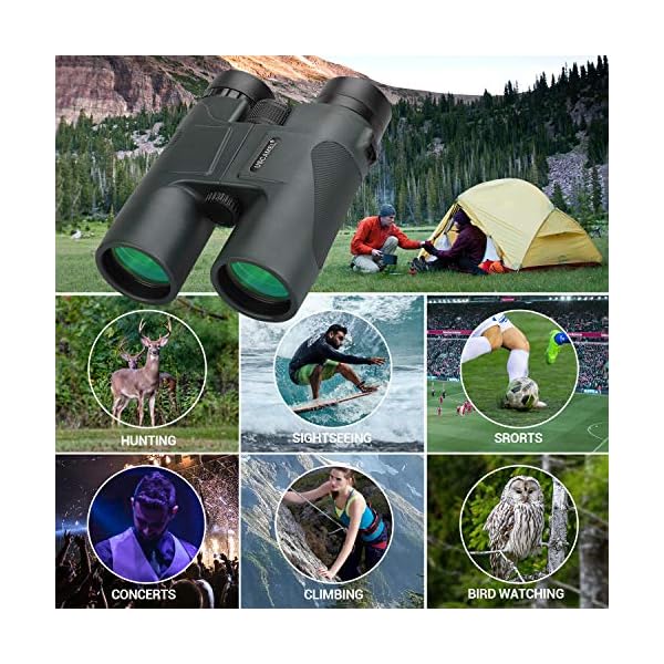 USCAMEL Fernglas Erwachsene 10x42 HD Kompakte Ferngläser Wasserdicht FMC-Linse Feldstecher Inkl Tragetasche, Tragegurt für Vogelbeobachtung, Wandern, Jagd, Sightseeing – Bild 7
