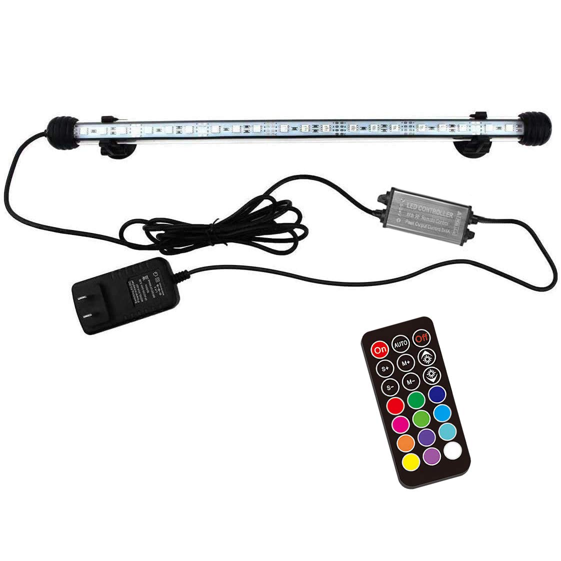 Photo 1 of COVOART 15 inches LED Aquarium Light, 2.5W Fish Tank Light Underwater Light Submersible Crystal Glass Lights, 21 LED Beads 12 Colors 19 Modes Brightness Adjustable Memory Function IP68 Waterproof