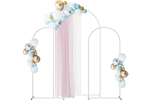 SHINOSKE Wedding Arch Backdrop Stand Set of 3 (7.3FT, 6FT, 6FT) White Balloon Arch Stand, Metal Arch Backdrop Stand, Square Backdrop Stand for Gender Reveal Baby Shower Bridal Decoration Party Ceremony