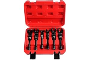 Floweringbeter 6 Piece Oxygen Sensor Service Wrench Kit With Swivel Head And Extended Handle For Accessing Tight Engine Bay L
