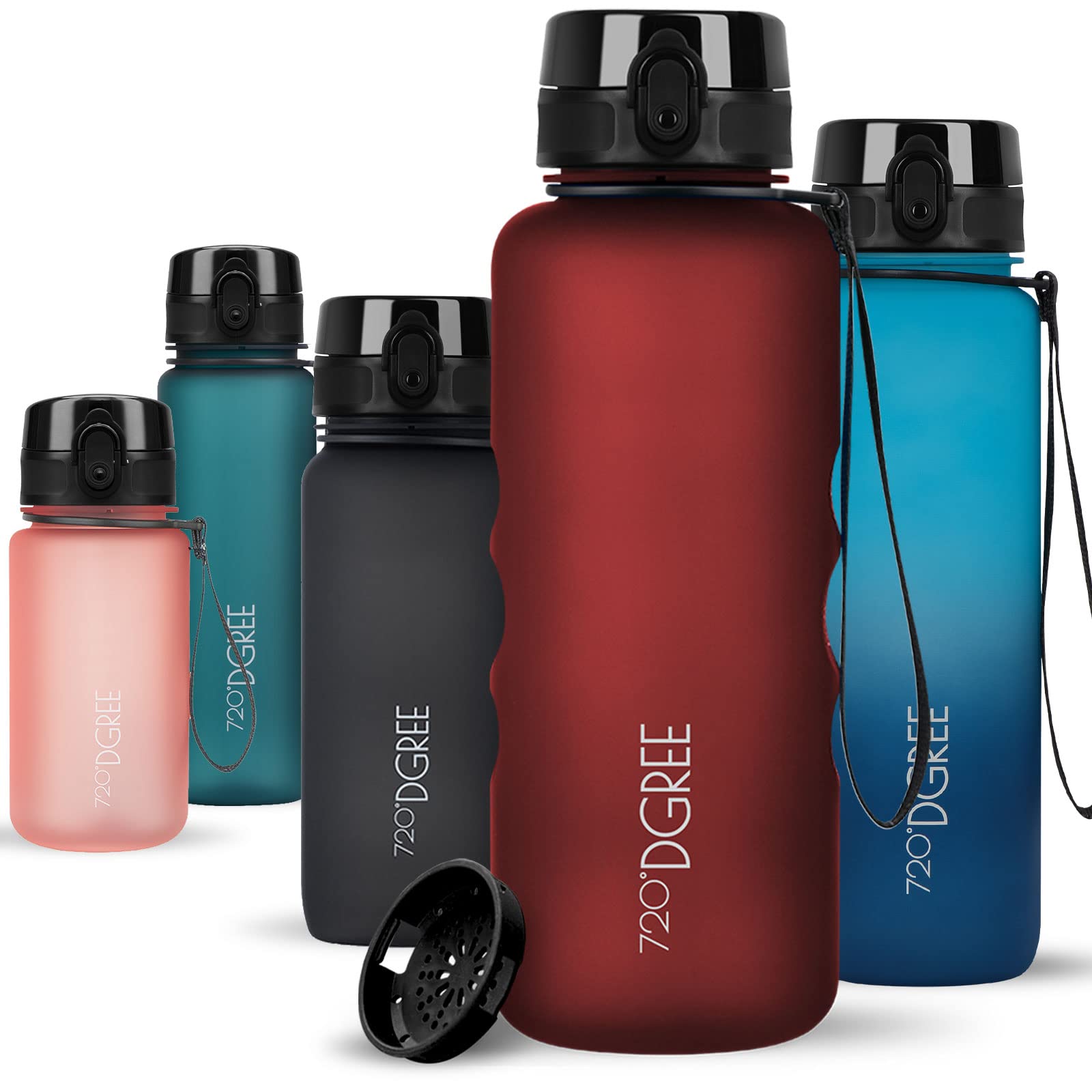 720°DGREE Water Bottle 1.5l “uberBottle“ softTouch +Sieve - BPA-Free, Leakproof, Reusable Drinking Bottle - XL Sports Bottle for all Day Hydration, Gym, Fitness, Office, University, Hiking, Travel