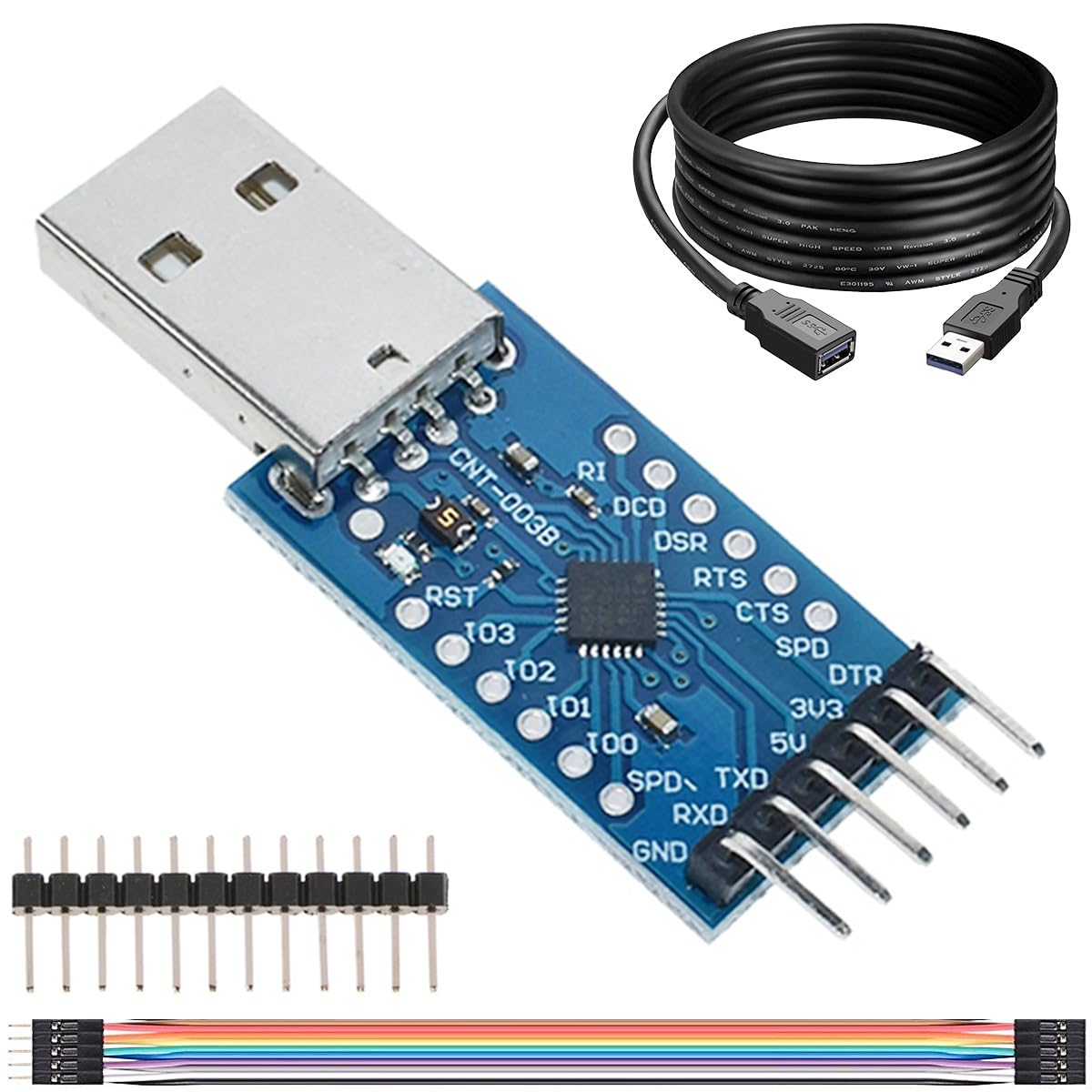 Youmile CP2104 Module USB to TTL UART Module Serial Converter CP2102 with pin header Dupont cables USB extension cable,for Arduino Raspberry Pi