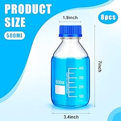 Irenare 8 Pieces Media Storage Bottles Borosilicate