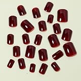 EONFAVE Wine Red Square False Nails 24Pcs Short Press On Nails view 5