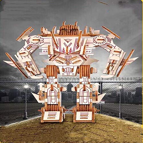 Yobeyi 3D Puzzle Robot Wooden Building Blocks Model Self-Assembly Craft Kit DIY Brain Teaser Toys Best Gifts for Women & Men (Robot-3) - Thumbnail 5