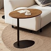 OVZXSD C Shaped End Table, Sofa Side Table with Metal Base | Solid Wood Side Table Suitable For Living Room, Bedroom, Small Space(50*33*65cm)