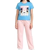 AEROPOSTALE Girls Pants Set - 2 Piece Short Sleeve Graphic Tee Tops and Soft Fleece Cargo Sweatpants Kids Clothing Set (7-16)