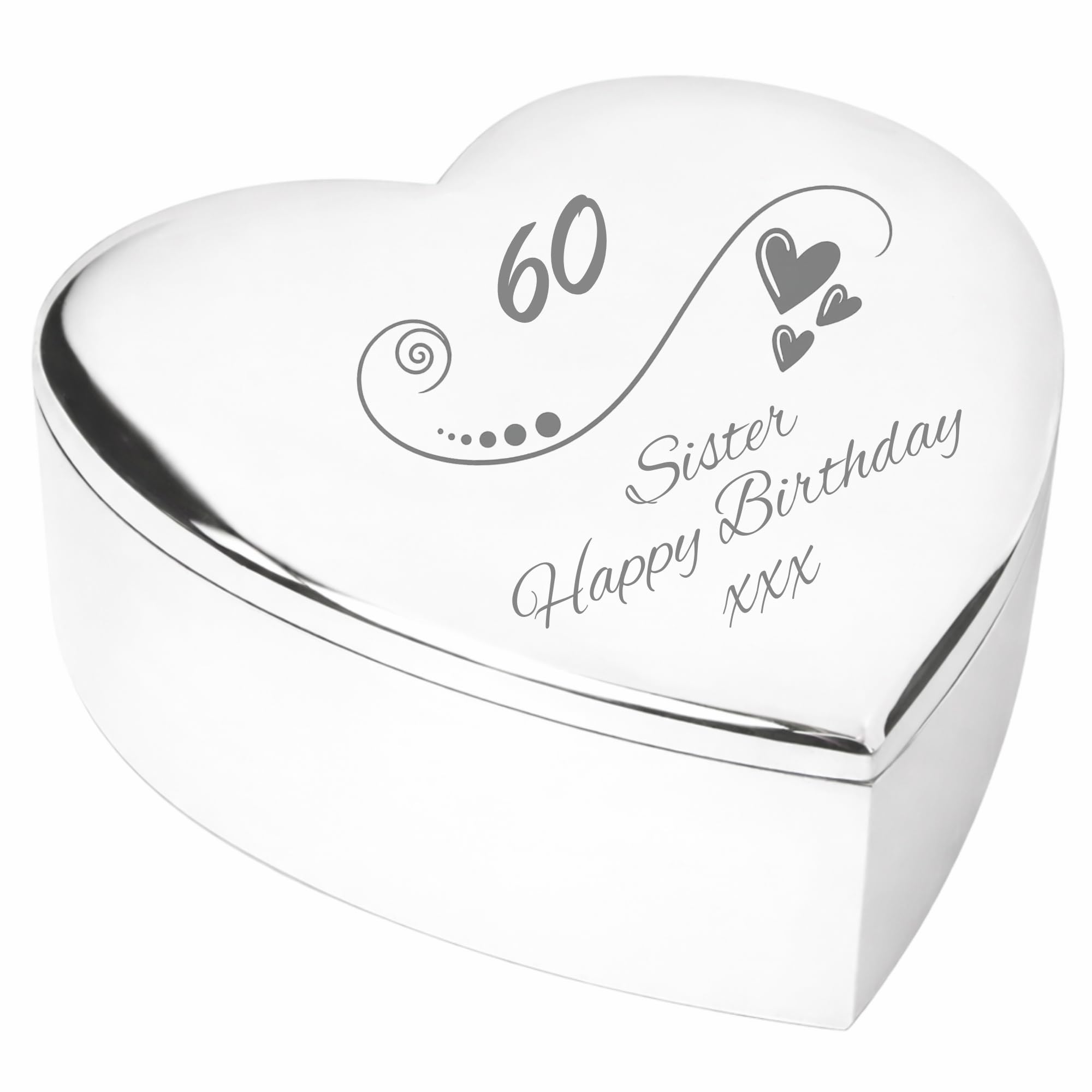 Chris Bag Of Goodies Sister 60th 60 Sixty Years Old Sixtieth Birthday Heart Shaped Trinket Box Keepsake Idea