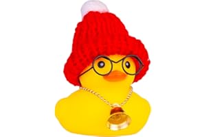 CoFuBcad Rubber Duck Car Decoration Cute Duck Car Ornaments with Mini Beanie Hat, Necklace, and Sunglasses for Car Dashboard Decoration Accessories Office Gifts Christmas Day