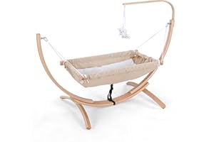 Goutime Baby Hammock with QuickFix Loop Baby Cradle Baby Bassinet Baby Bed Spring Cradle with Frame for Children's Room, Dini