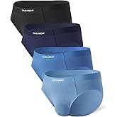 DAVID ARCHY Men's Seamless Bamboo Rayon Briefs, Breathable Soft Underwear with No-Fly Pouch 4-Pack