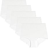 YaShaer Women's Briefs Underwear Cotton High Waist Tummy Control Panties Jacquard Ladies Panty 5 Pack
