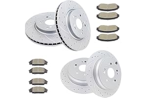 Acinoparts Front and Rear Drilled and Slotted Brake Rotors Ceramic Brake Pads Brake Kit Suitable for Honda CR-V 2007-2011, CR-V (AWD Models ONLY) 2012-2016, RDX (FWD Models ONLY) 2010-2012
