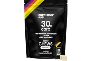 PRECISION HYDRATION Precision Fuel PF30 Chew Energy Chews - Carbohydrate Fuel for Endurance, Lightweight & Portable, 30g Carbs - Ideal for Long Runs, Rides & Workouts -Original Flavour (15 Chews)
