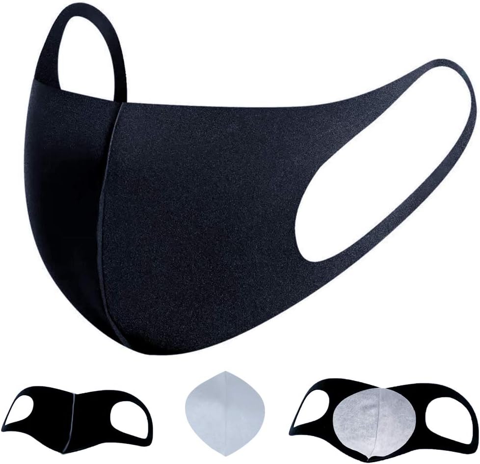 ToHa Reuse Korean Face Masks for Germ Protection Filter Grade N95,Black (5Pcs)