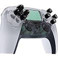 eXtremeRate Replacement Custom Dpad Action Buttons Three-Tone Black & Clear with White Redesigned Symbols D-pad Face Buttons Compatible with ps5 Controller