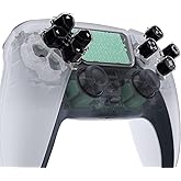 eXtremeRate Replacement Custom Dpad Action Buttons Three-Tone Black & Clear with White Redesigned Symbols D-pad Face Buttons Compatible with ps5 Controller