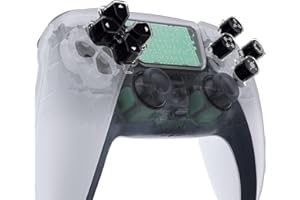 eXtremeRate Replacement Custom Dpad Action Buttons Three-Tone Black & Clear with White Redesigned Symbols D-pad Face Buttons 