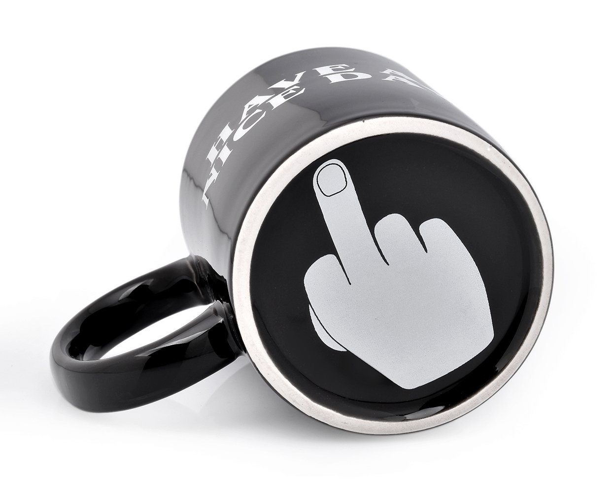 ds. distinctive style Have A Nice Day Mug Middle Finger Mug 300ml Ceramic Coffee Cup Funny Birthday Gifts - Black