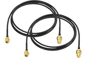 Bingfu RP-SMA Male to RP-SMA Female Bulkhead Mount RG174 WiFi Antenna Extension Coaxial Cable 1m / 3 feet (2-Pack) for WiFi R