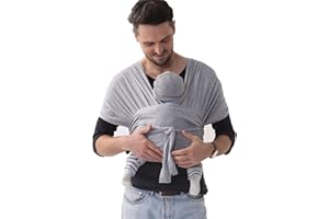 SERAPHY Baby Wrap Carrier, Adjustable Baby Wrap Carrier Newborn to Toddler, Breathable Soft Infant Carrier Sling Wrap for Baby up to 40lbs -Cotton Grey
