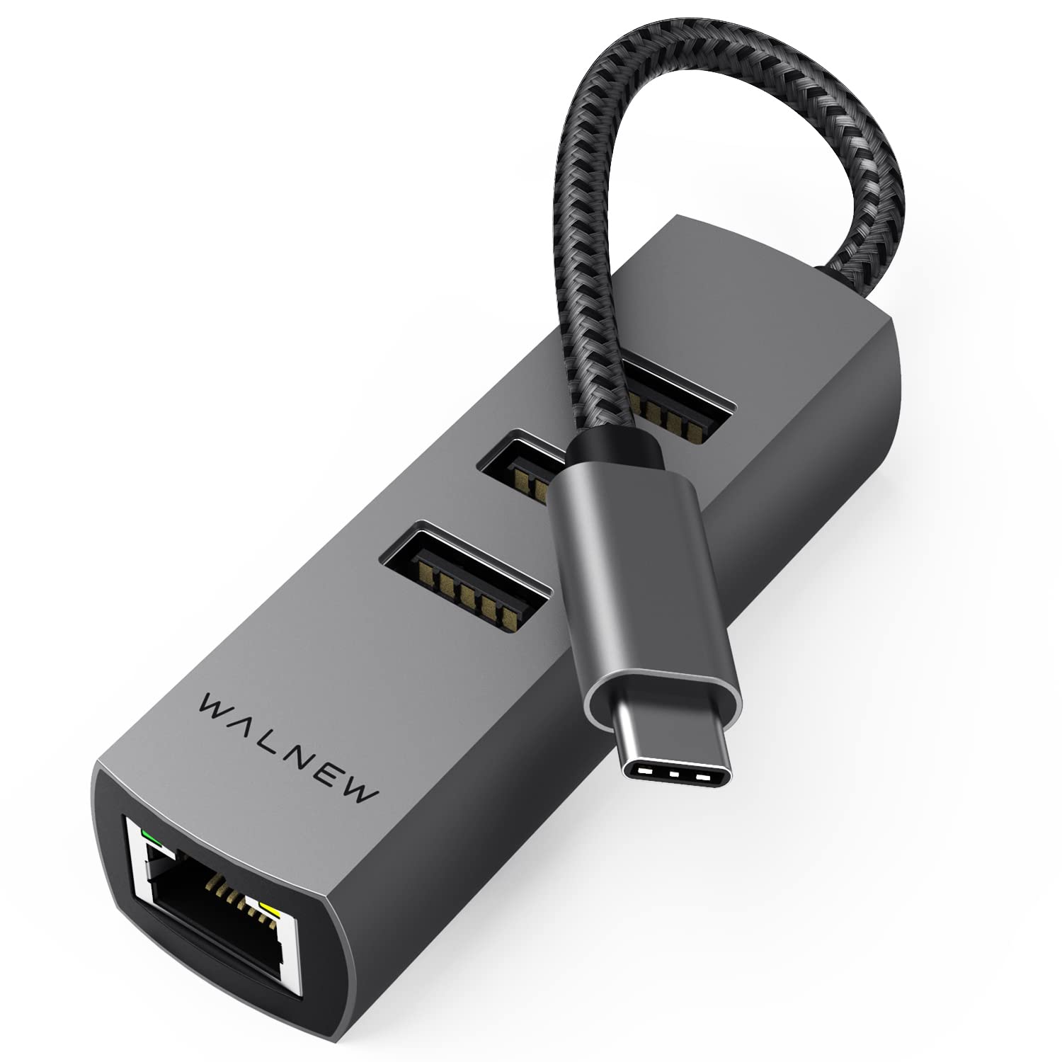 WALNEW USB C Ethernet Adapter, USBC Hub with 3 USB 3.0 & RJ45 Gigabit,Thunderbolt-4 OTG Network Multiport Dongle for MacBook Pro Air,iMac,iPad,Surface,XPS,Chromebook,Samsung Galaxy S23 Tab S8