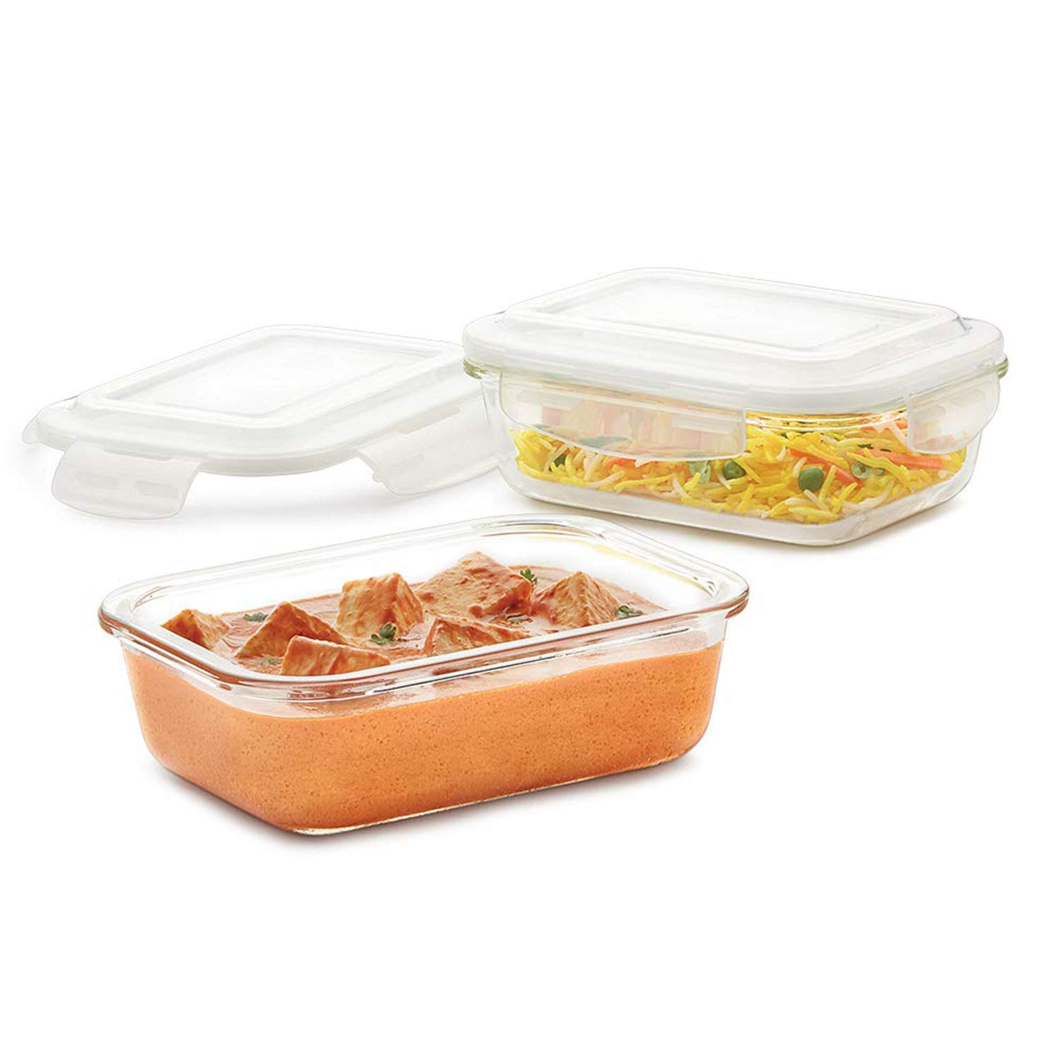 Rouuen Borosilicate Rectangular Glass Food Storage Container With Air