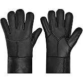 Harssidanzar Winter Leather Gloves,Warm Shearling Wool Lined for Women Winter Cold Weather Gloves KL029US