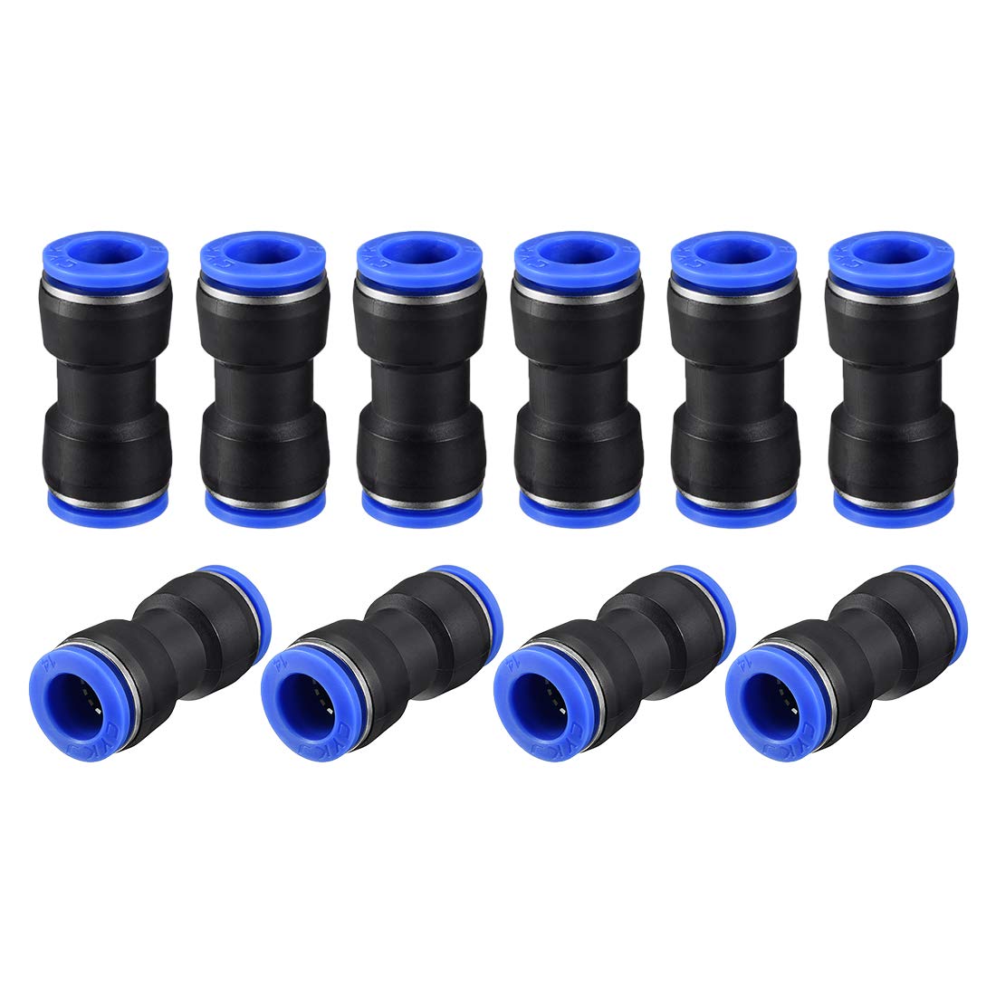 sourcing map Plastic Straight Union Push to Connect Tube Fitting 14mm OD Push Fit Lock Blue 10pcs