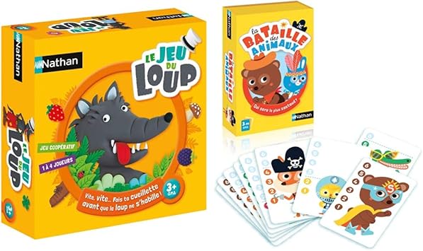 Nathan Le Jeu Du Loup Jeu De Societe Cooperatif Des 3 Ans La Bataille Des Animaux Jeu De Cartes Simplifie Pour Enfant Des 3 Ans 2 Joueurs Amazon Fr Jeux Et Jouets
