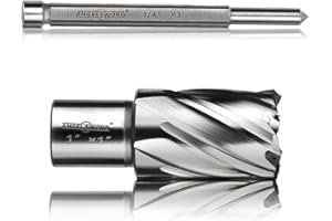 ANGELSWORD HSS Annular Cutter Diameter 1", Cutting Depth 1" M2 High Speed Steel, Mag Drill Bits Kit for Magnetic Drill Press, with One 1/4"*3" Pilot Pin