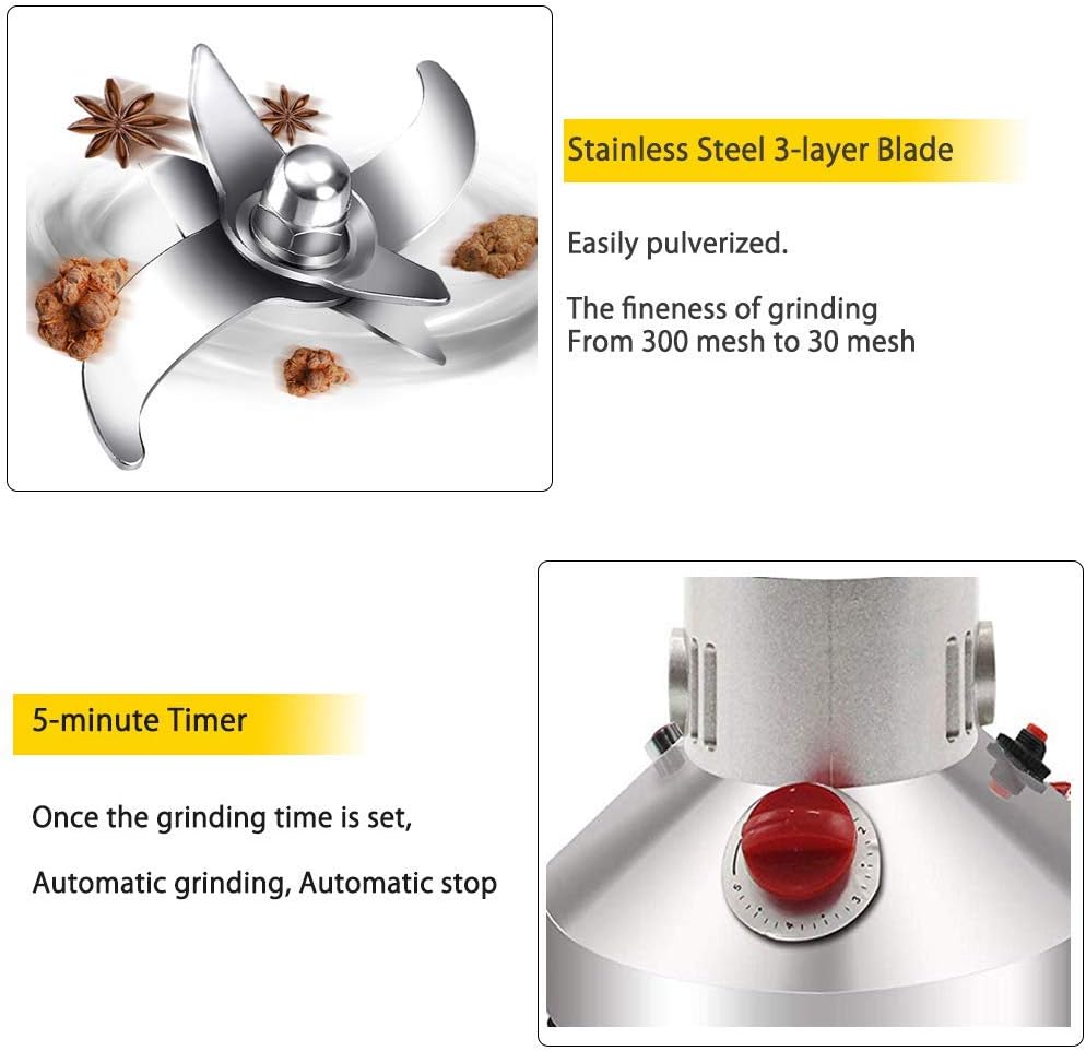 CGOLDENWALL Electric Cereal Grain Grinder 300g Herb Spice Mill