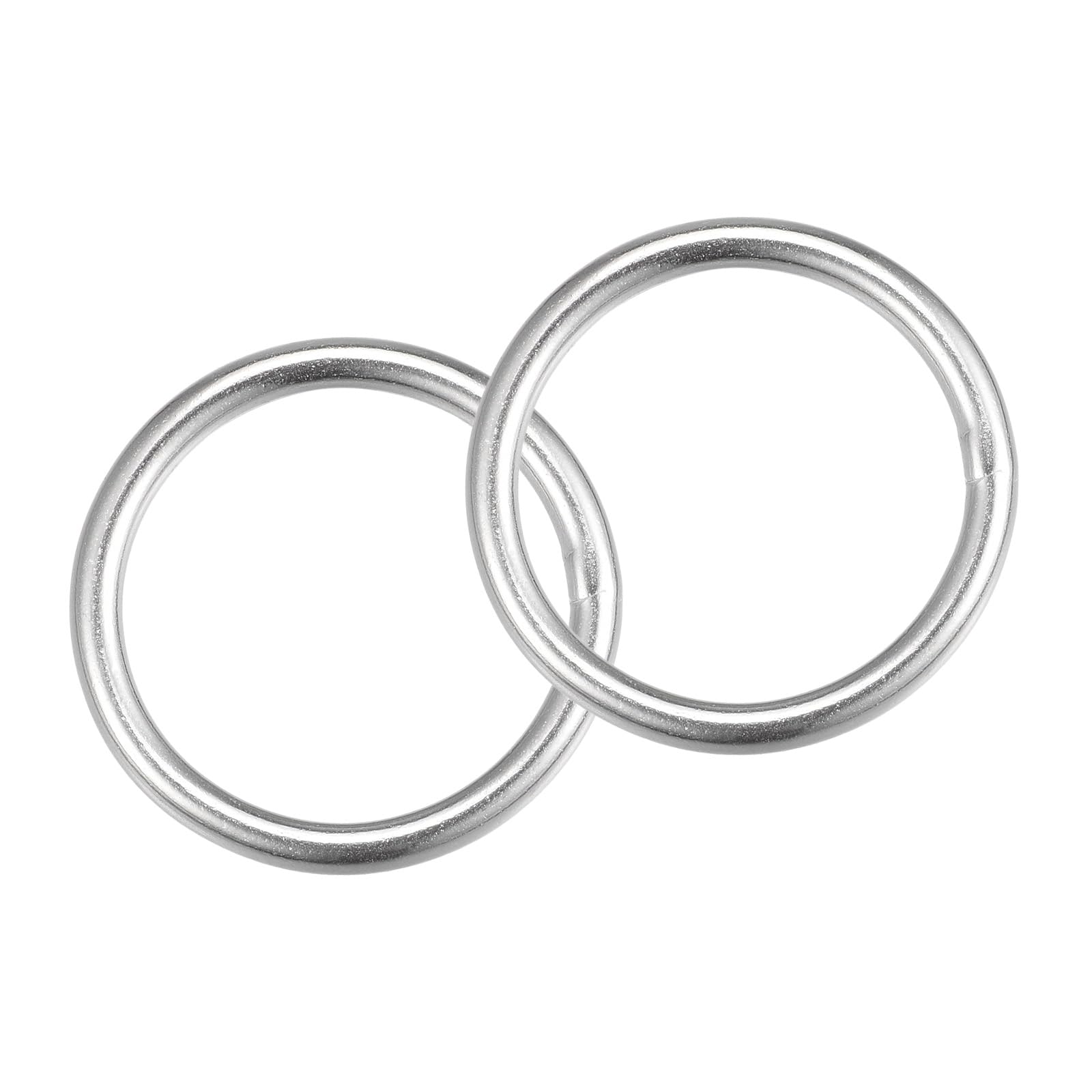 METALLIXITY 316 Stainless Steel O Rings (40x5mm) 2pcs, Welded Round Ring - for Ropes, Hanging Objects