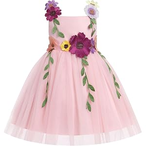 IDOPIP Toddler Baby Embroidery Flower Girl Dress Tulle Pageant Wedding Gown | for Kids Wedding Bridesmaid Formal Party Prom G