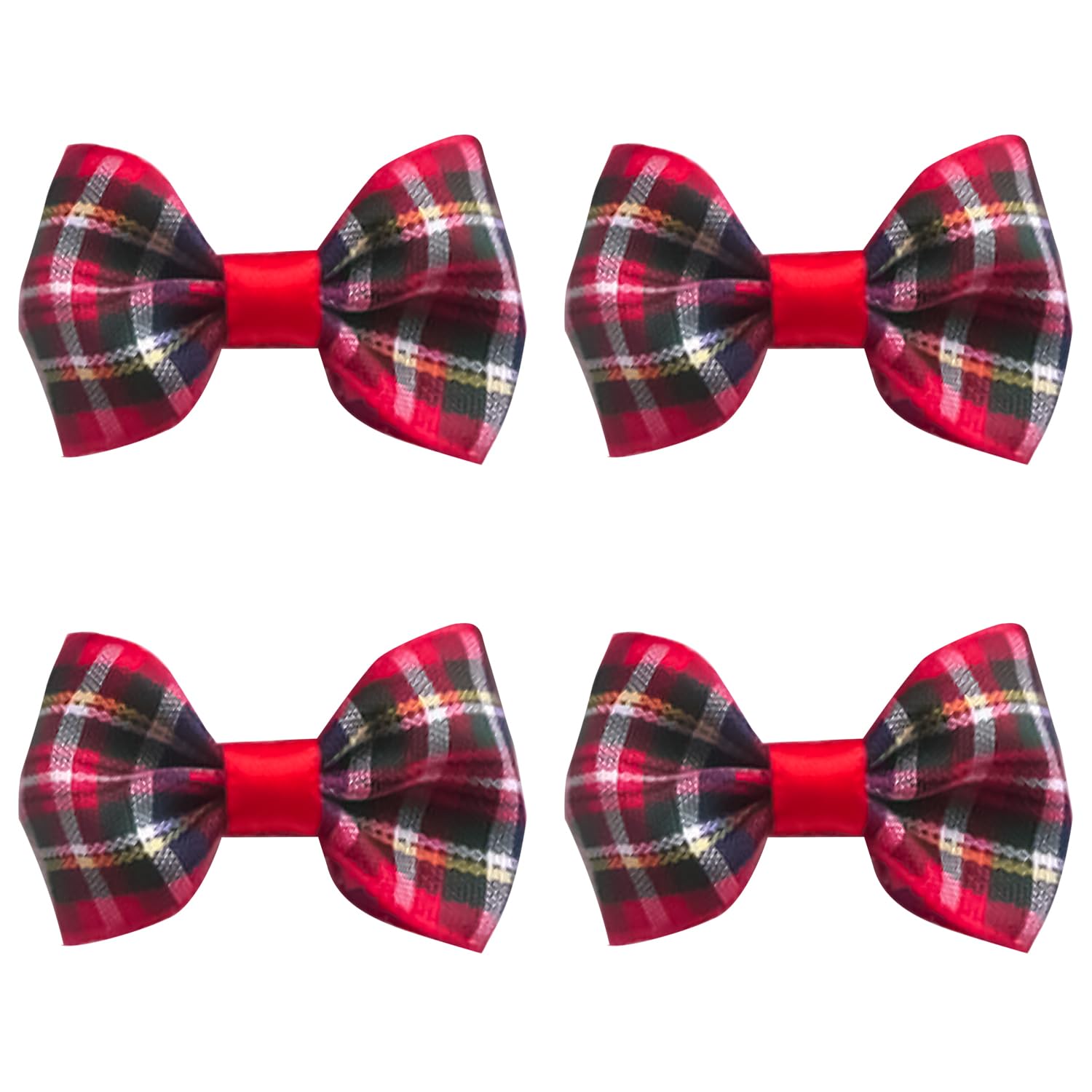 UNVOJL 4pcs Christmas Tartan Bow Knot Hair Clips Scottish Bow Hair Barrettes Plaid Festive Hairpins for Girls Women Hair Accessories