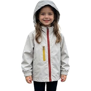 Boys Girls Rain Jacket Zip Up Hoodie Windproof Outdoor Windbreaker Jackets Casual Lightweight Breathable Water