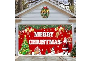 YUNSUELO 7 x 16 ft Double christmas garage door cover, 2023 Christmas Garage Door Banner, Large Christmas Garage Door Decorations Christmas Door Cover for Outdoor Christmas Garage Door Holiday Decorations