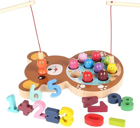 Amazon Co Jp Hotbest 魚釣りゲーム 魚釣りおもちゃ 磁石 数字認知 色の認識 形の認知 モンテッソーリ 知育玩具 木の魚釣り 木製 親子ゲーム 子供 立体パズル 色々遊び方の木製おもちゃ 子供用 男の子 女の子 幼児 脳 活性化 感覚教具 指先訓練 算数 学習 勉強 幼児早期