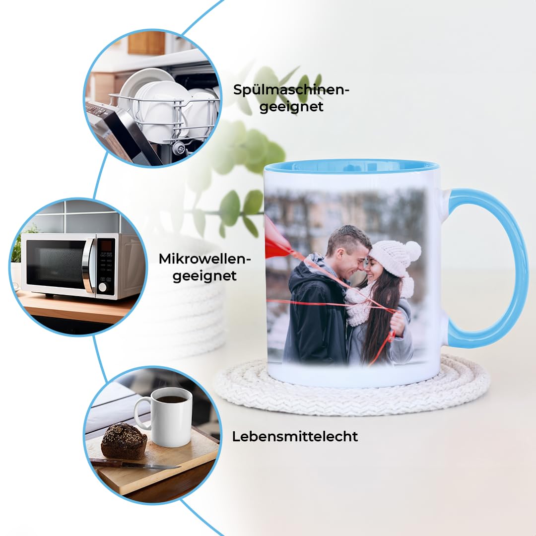 Personalisierte Tasse | personalisiert mit Foto oder Text | Tasse mit Bild | Geschenkidee | Fototasse | Bürotasse oder für Zuhause | Spülmaschinenfest | Blau mit Geschenkkarton Geschenk 3